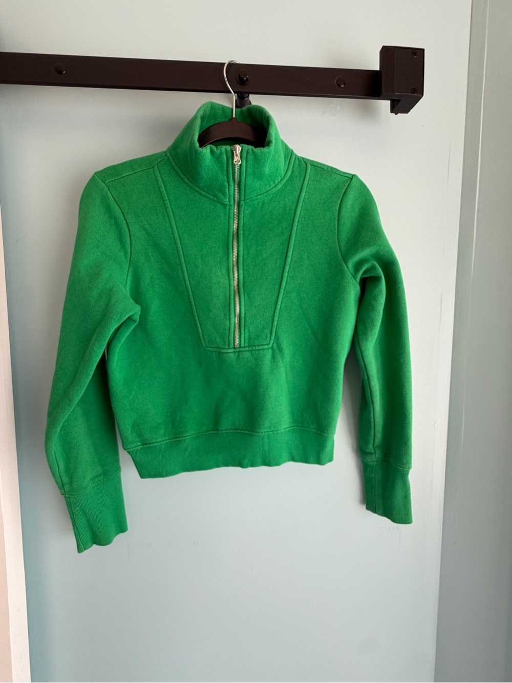 H&M Women’s XS Kelly Green Cropped Quarter Zip Fleece Sweatshirt - Picture 1 of 4